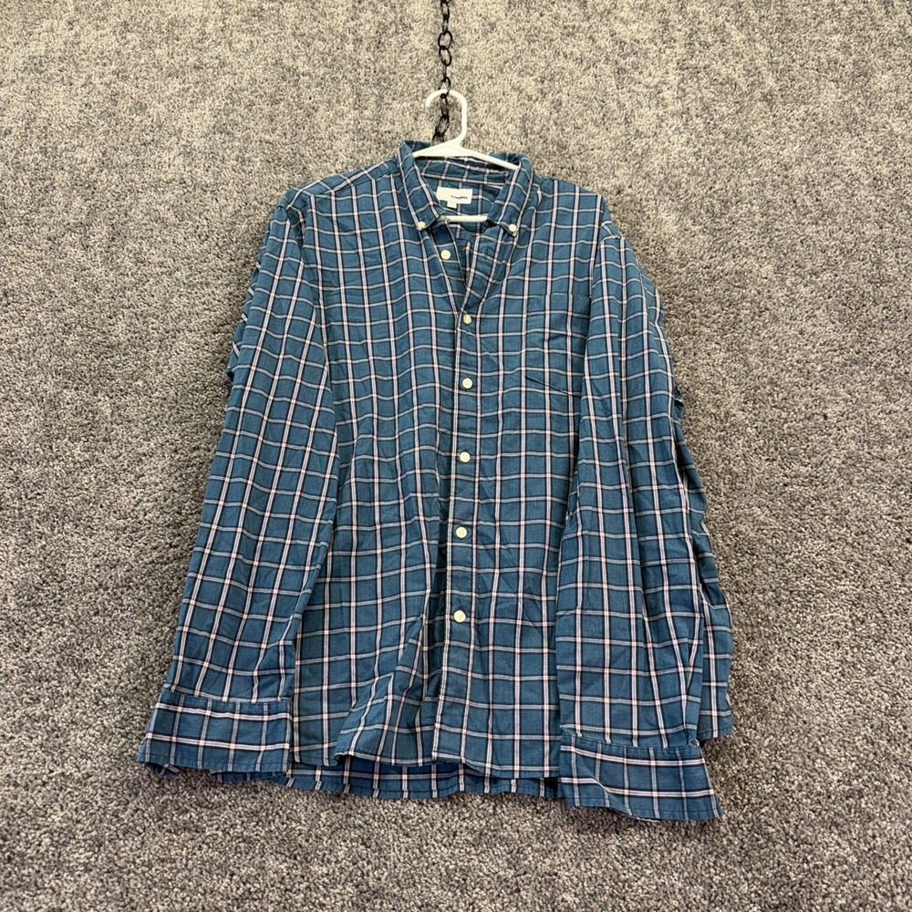 Sonoma Button Down Shirt Mens Extra Large Blue Plaid Long Sleeve Cotton Blend XL